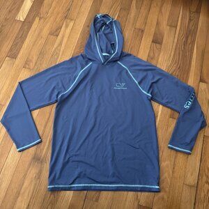 Vineyard Vines Performance Men's Blue Long Sleeve Hooded Shirt Size S